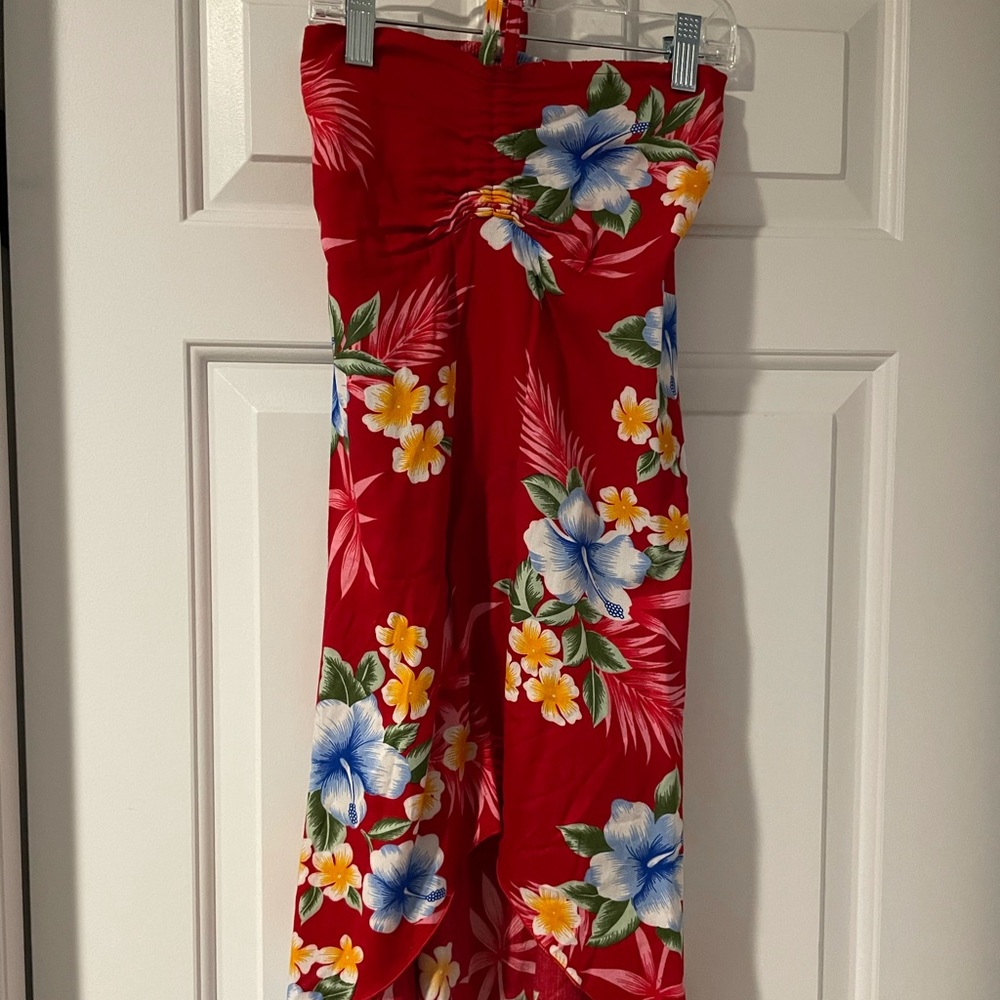 COPY - Hawaiian halter dress, high low, girls size 6